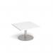 Monza square coffee table with flat round white base 800mm - made to order
