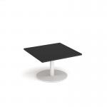 Monza square coffee table with flat round white base 800mm - Black MCS800-WH-BK