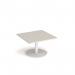 Monza square coffee table with flat round white base 800mm - Light Grey MCS800-WH-LG