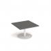 Monza square coffee table with flat round white base 800mm - Onyx Grey MCS800-WH-OG