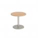Monza circular dining table with flat round brushed steel base 800mm - made to order