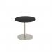 Monza circular dining table with flat round brushed steel base 800mm - Black MDC800-BS-BK