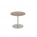 Monza circular dining table with flat round brushed steel base 800mm - barcelona walnut MDC800-BS-BW