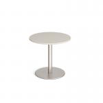 Monza circular dining table with flat round brushed steel base 800mm - Light Grey MDC800-BS-LG