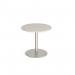 Monza circular dining table with flat round brushed steel base 800mm - Light Grey MDC800-BS-LG