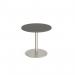 Monza circular dining table with flat round brushed steel base 800mm - Onyx Grey MDC800-BS-OG