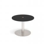 Monza circular dining table 800mm with central circular cutout 80mm - black MDC800-CO-BS-BK