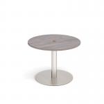 Monza circular dining table 800mm with central circular cutout 80mm - grey oak MDC800-CO-BS-GO