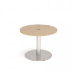 Monza circular dining table 800mm with central circular cutout 80mm - kendal oak MDC800-CO-BS-KO