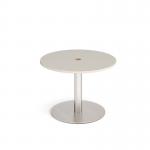 Monza circular dining table 800mm with central circular cutout 80mm - Light Grey MDC800-CO-BS-LG
