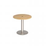 Monza circular dining table 800mm with central circular cutout 80mm - oak MDC800-CO-BS-O