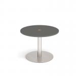 Monza circular dining table 800mm with central circular cutout 80mm - Onyx Grey MDC800-CO-BS-OG