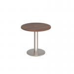 Monza circular dining table 800mm with central circular cutout 80mm - walnut MDC800-CO-BS-W
