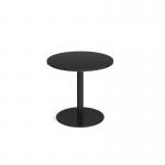 Monza circular dining table with flat round black base 800mm - Black MDC800-K-BK