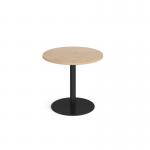 Monza circular dining table with flat round black base 800mm - kendal oak MDC800-K-KO
