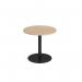 Monza circular dining table with flat round black base 800mm - kendal oak