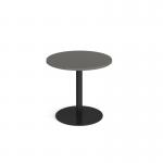 Monza circular dining table with flat round black base 800mm - Onyx Grey MDC800-K-OG