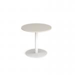 Monza circular dining table with flat round white base 800mm - Black MDC800-WH-BK