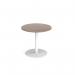 Monza circular dining table with flat round white base 800mm - barcelona walnut MDC800-WH-BW