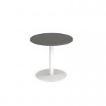 Monza circular dining table with flat round white base 800mm - Onyx Grey MDC800-WH-OG
