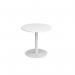 Monza circular dining table with flat round white base 800mm - white MDC800-WH-WH