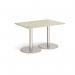 Monza rectangular dining table with flat round brushed steel bases 1200mm x 800mm - made to order MDR1200-BS