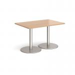 Monza rectangular dining table with flat round brushed steel bases 1200mm x 800mm - made to order MDR1200-BS