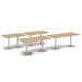 Monza rectangular dining table with flat round brushed steel bases 1200mm x 800mm - beech MDR1200-BS-B