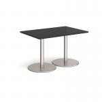 Monza rectangular dining table with flat round brushed steel bases 1200mm x 800mm - Black MDR1200-BS-BK