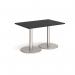 Monza rectangular dining table with flat round brushed steel bases 1200mm x 800mm - Black MDR1200-BS-BK