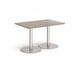 Monza rectangular dining table with flat round brushed steel bases 1200mm x 800mm - barcelona walnut MDR1200-BS-BW