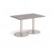 Monza rectangular dining table with flat round brushed steel bases 1200mm x 800mm - grey oak MDR1200-BS-GO