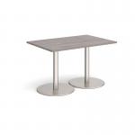 Monza rectangular dining table with flat round brushed steel bases 1200mm x 800mm - grey oak MDR1200-BS-GO