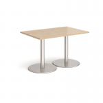 Monza rectangular dining table with flat round brushed steel bases 1200mm x 800mm - kendal oak MDR1200-BS-KO