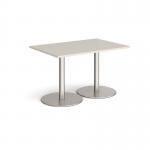 Monza rectangular dining table with flat round brushed steel bases 1200mm x 800mm - Light Grey MDR1200-BS-LG