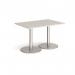 Monza rectangular dining table with flat round brushed steel bases 1200mm x 800mm - Light Grey MDR1200-BS-LG