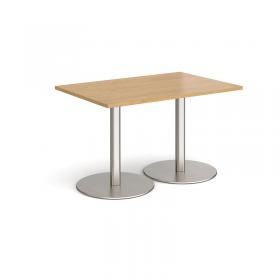Monza rectangular dining table with flat round brushed steel bases 1200mm x 800mm - oak MDR1200-BS-O