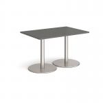 Monza rectangular dining table with flat round brushed steel bases 1200mm x 800mm - Onyx Grey MDR1200-BS-OG