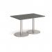 Monza rectangular dining table with flat round brushed steel bases 1200mm x 800mm - Onyx Grey MDR1200-BS-OG