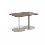 Monza rectangular dining table with flat round brushed steel bases 1200mm x 800mm - walnut