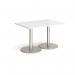 Monza rectangular dining table with flat round brushed steel bases 1200mm x 800mm - white MDR1200-BS-WH