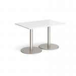 Monza rectangular dining table with flat round brushed steel bases 1200mm x 800mm - white MDR1200-BS-WH