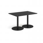 Monza rectangular dining table with flat round black bases 1200mm x 800mm - Black MDR1200-K-BK