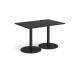 Monza rectangular dining table with flat round black bases 1200mm x 800mm - Black MDR1200-K-BK