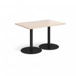 Monza rectangular dining table with flat round black bases 1200mm x 800mm - maple