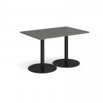 Monza rectangular dining table with flat round black bases 1200mm x 800mm - Onyx Grey MDR1200-K-OG