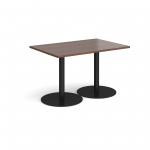 Monza rectangular dining table with flat round black bases 1200mm x 800mm - walnut