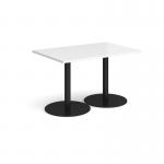Monza rectangular dining table with flat round black bases 1200mm x 800mm - white