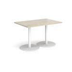 Monza rectangular dining table with flat round white bases 1200mm x 800mm - made to order MDR1200-WH