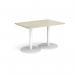 Monza rectangular dining table with flat round white bases 1200mm x 800mm - made to order MDR1200-WH